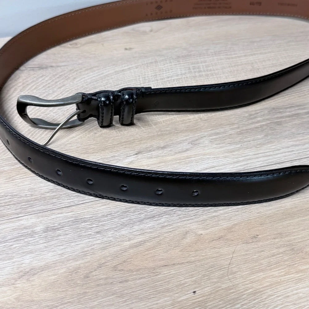 Joseph Abboud Belt Mens 44 Black Italian Leather Dress Classic Silver‎ Buckle